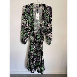 RODEBJER Wrap Dress Magna Vegetal Black Size Medium NWT